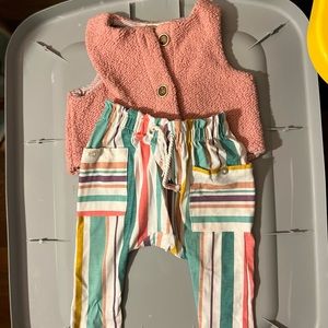 jessica simpson pink vest & pants size 6-9 months